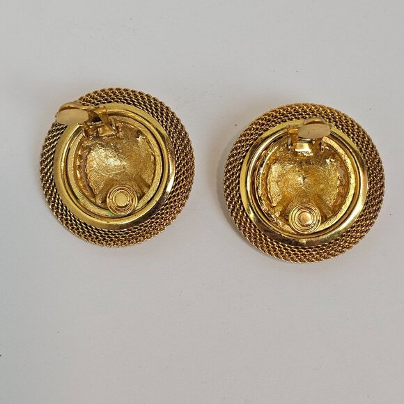 Anne Klein Vtg Lion Head Necklace Clip On Earring Set Gold Tone Statement Chunky - Picture 12 of 17